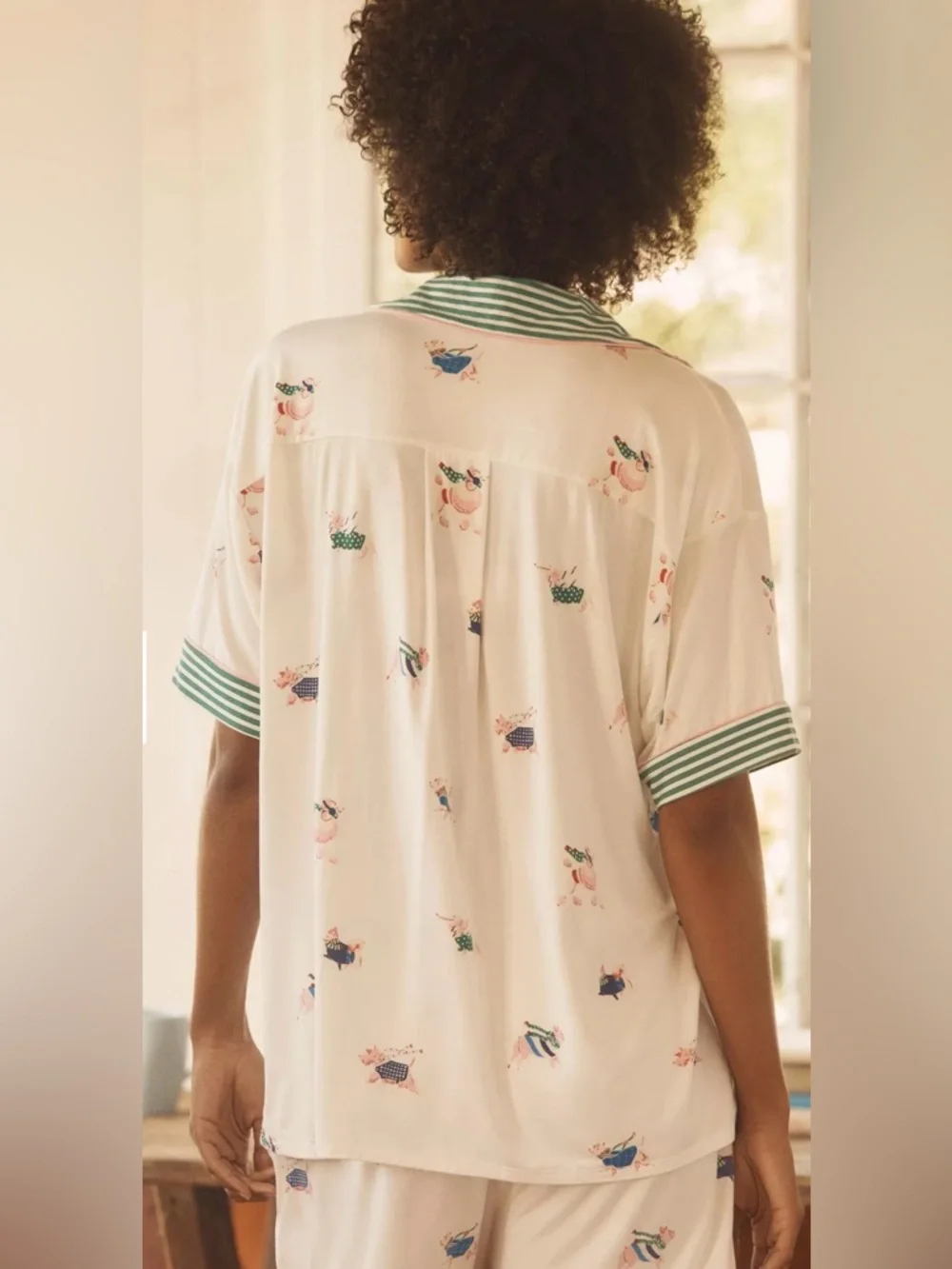NWT Lyrebird by Anthropologie Modaluxe Short Sleeve Pajama Set with Dogs Large - Picture 2 of 11